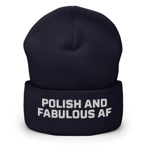 Polish And Fabulous AF Cuffed Beanie - Navy - Polish Shirt Store