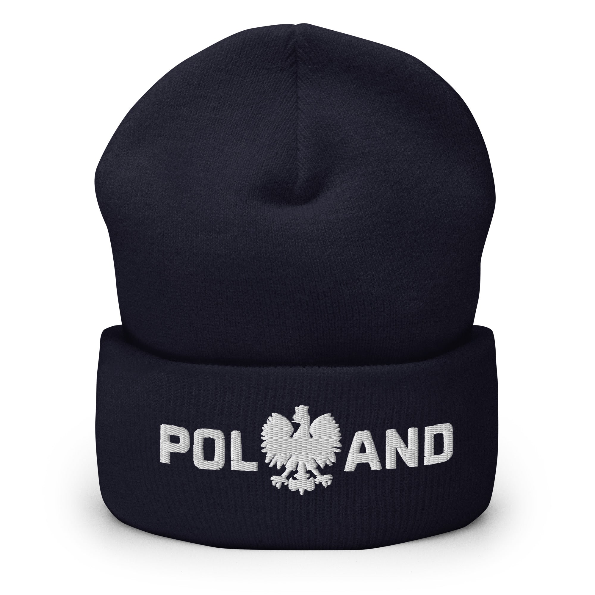 Poland With Polish Eagle Cuffed Beanie  Polish Shirt Store Navy  
