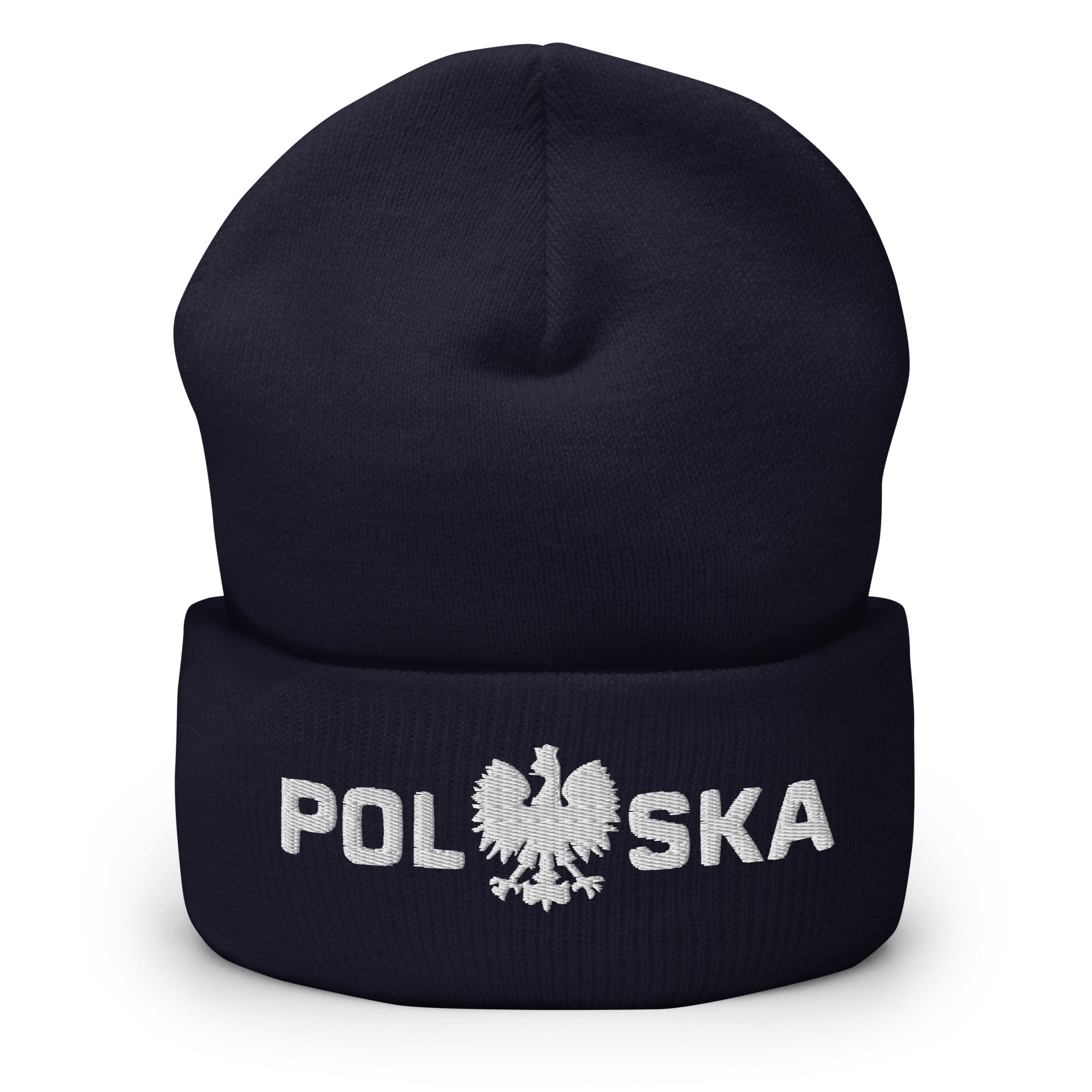 Polska Thick Lettering Cuffed Beanie  Polish Shirt Store Navy  
