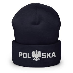 Polska Thick Lettering Cuffed Beanie - Navy - Polish Shirt Store