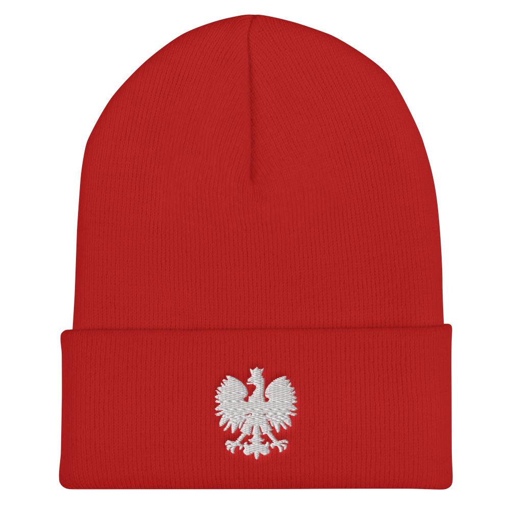 Polish Eagle Cuffed Beanie  Polish Shirt Store Red  