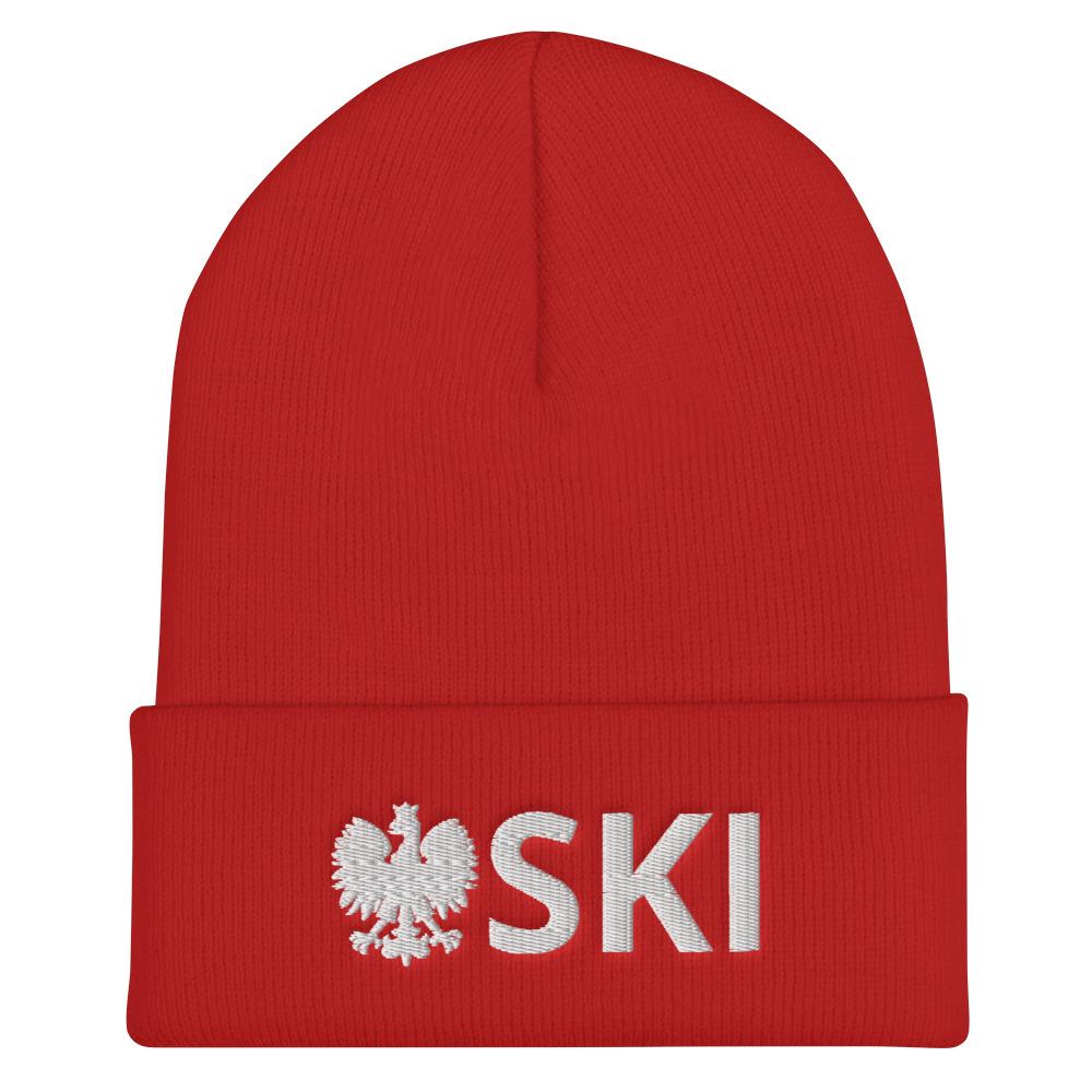 SKI Polish Surname Cuffed Beanie  Polish Shirt Store Red  