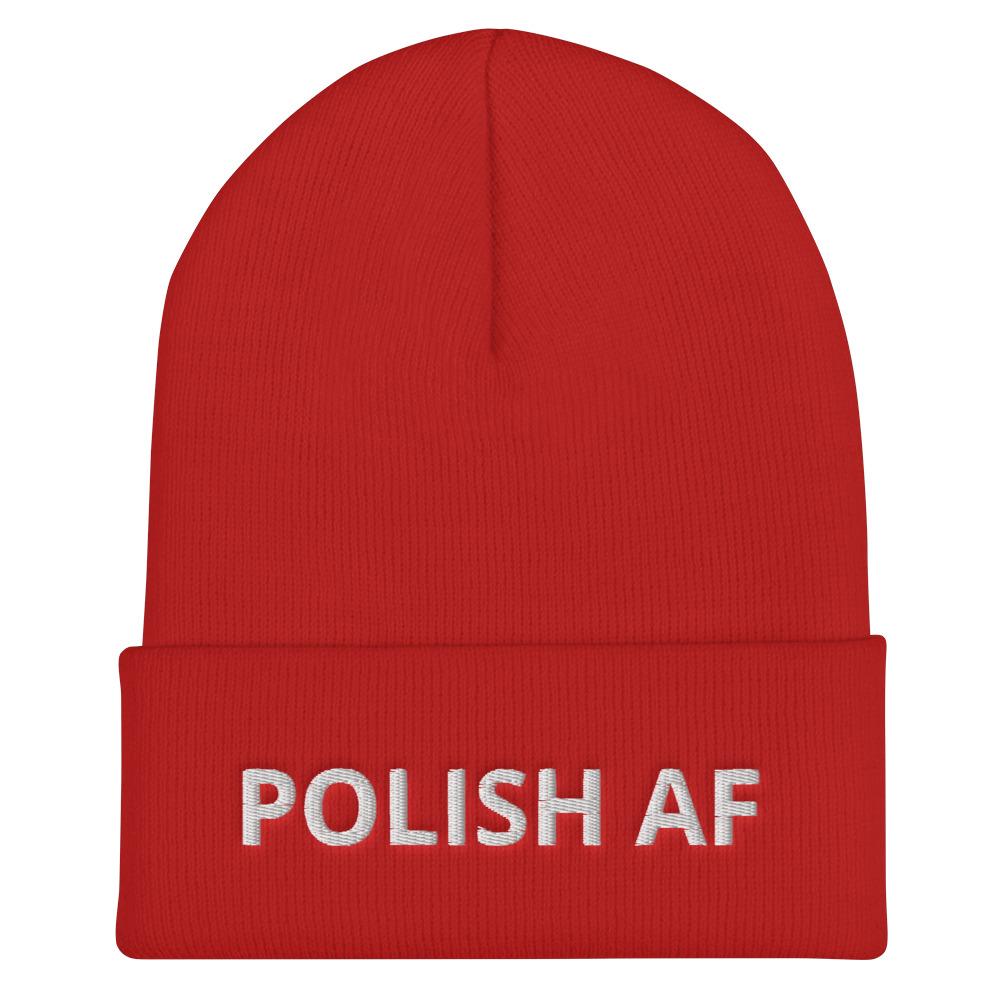 Polish AF Cuffed Beanie  Polish Shirt Store Red  