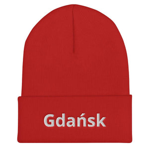 Gdansk Poland Cuffed Beanie - Red - Polish Shirt Store