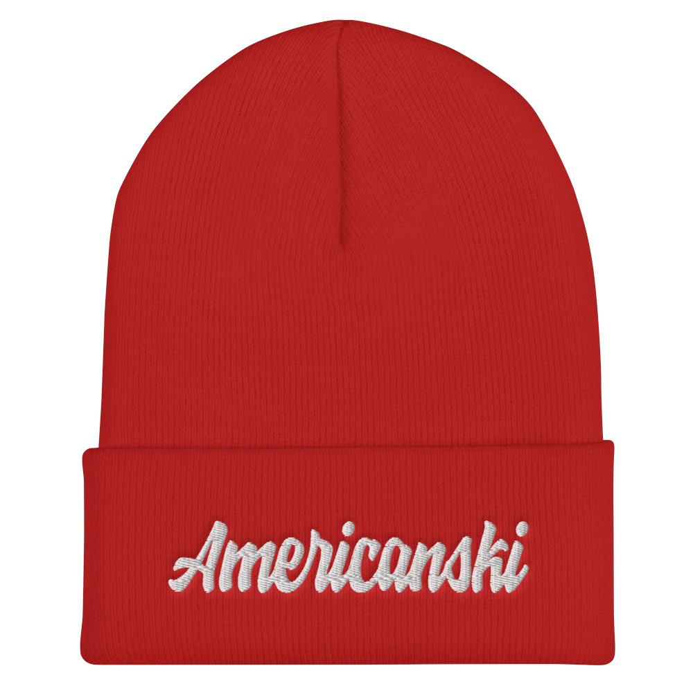 Americanski Cuffed Beanie  Polish Shirt Store Red  