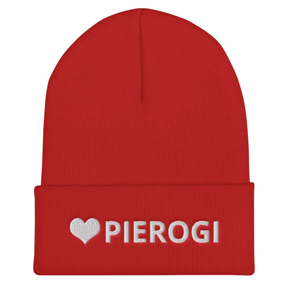 Love Pierogi Cuffed Beanie  Polish Shirt Store Red  