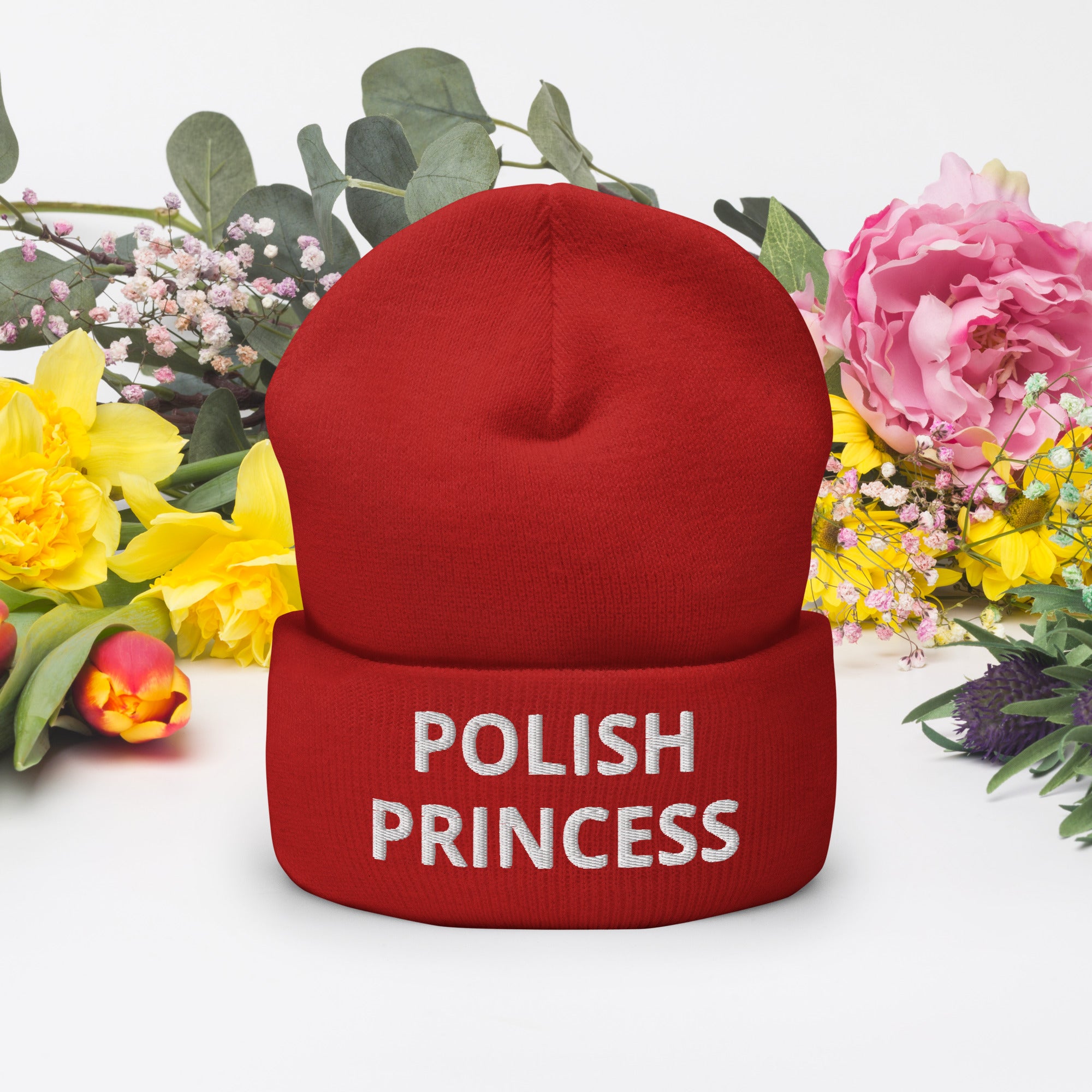 Polish Princess Cuffed Beanie  Polish Shirt Store Red  