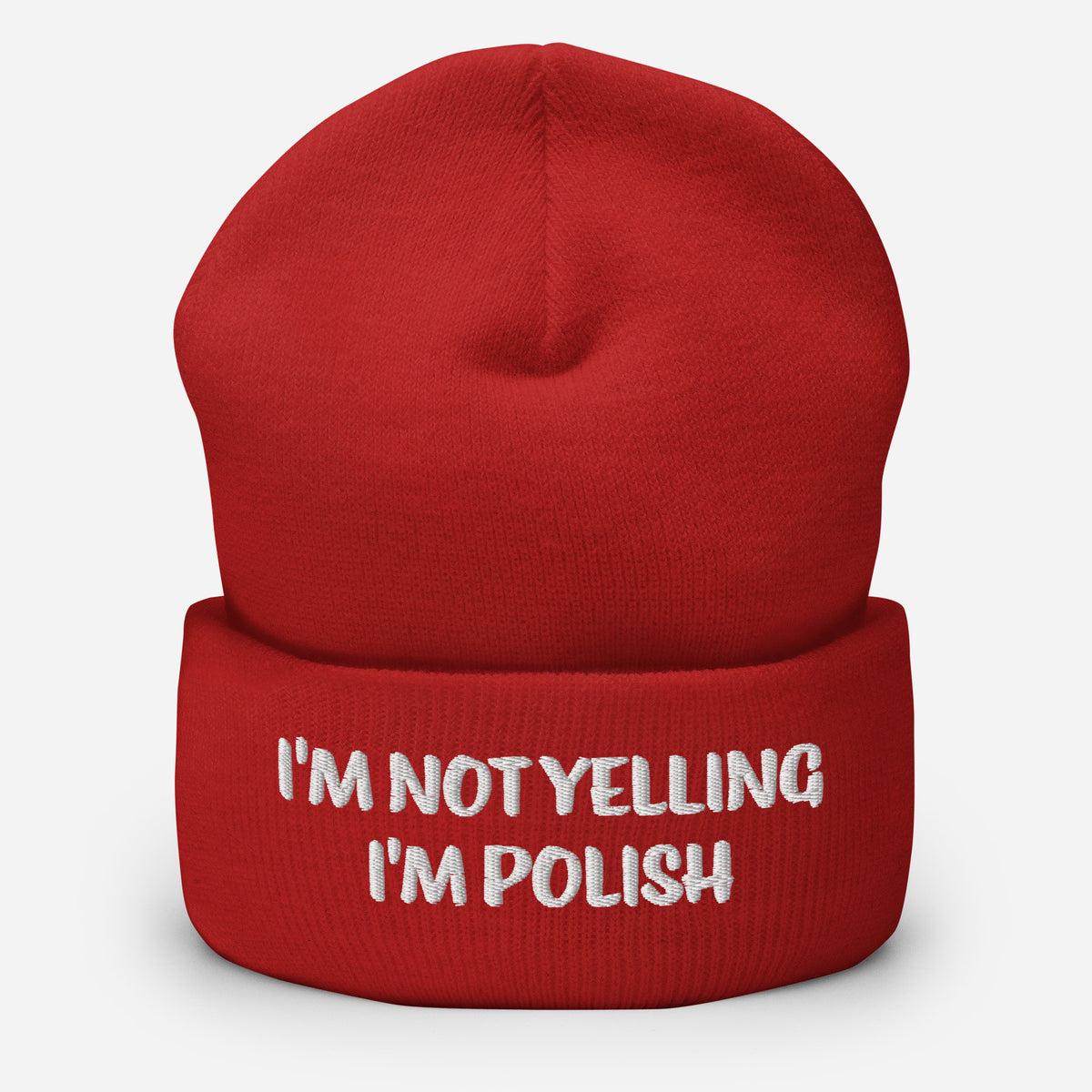 I&#39;m Not Yelling I&#39;m Polish Cuffed Beanie  Polish Shirt Store Red  