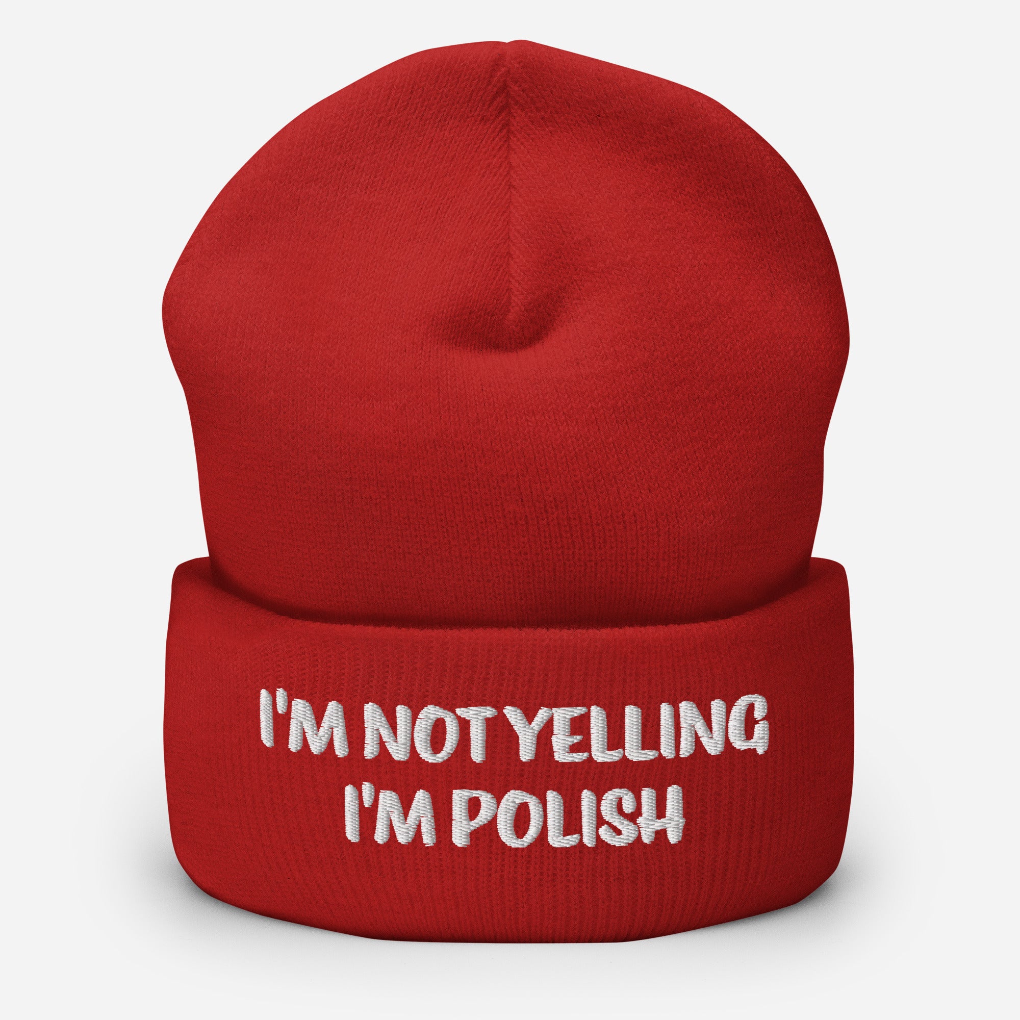 I'm Not Yelling I'm Polish Cuffed Beanie  Polish Shirt Store Red  