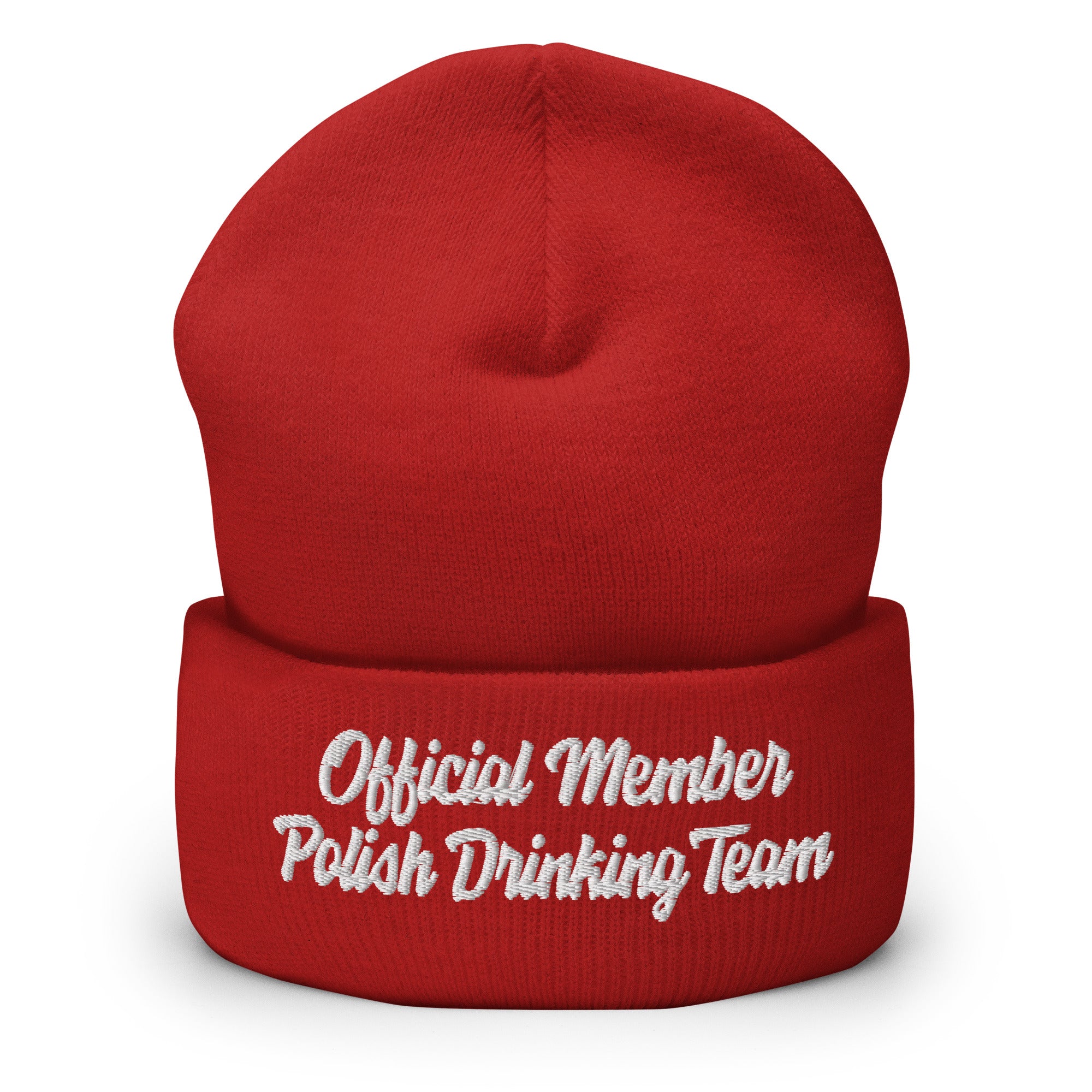 Official Member Polish Drinking Team Cuffed Beanie  Polish Shirt Store Red  
