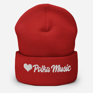 Love Polka Music Cuffed Beanie - Red - Polish Shirt Store