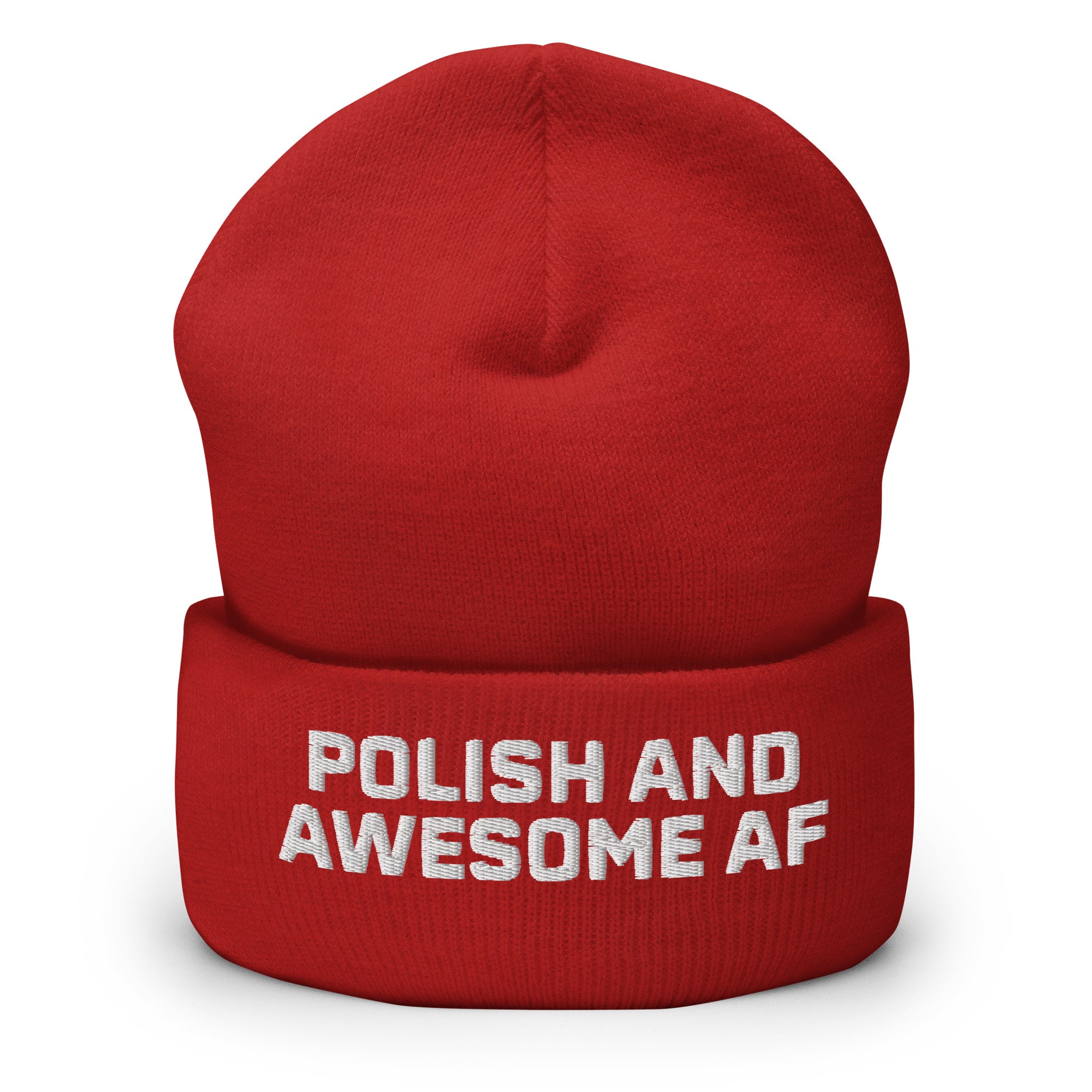Polish And Awesome AF Cuffed Beanie  Polish Shirt Store Red  
