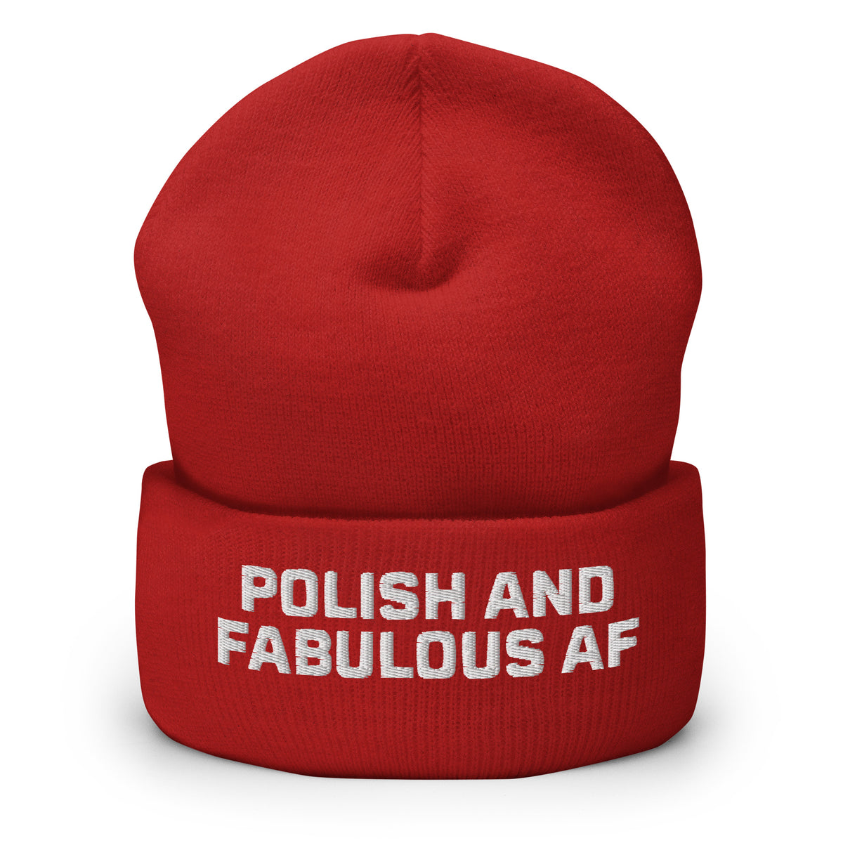 Polish And Fabulous AF Cuffed Beanie  Polish Shirt Store Red  