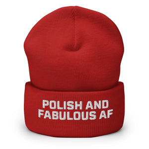 Polish And Fabulous AF Cuffed Beanie - Red - Polish Shirt Store