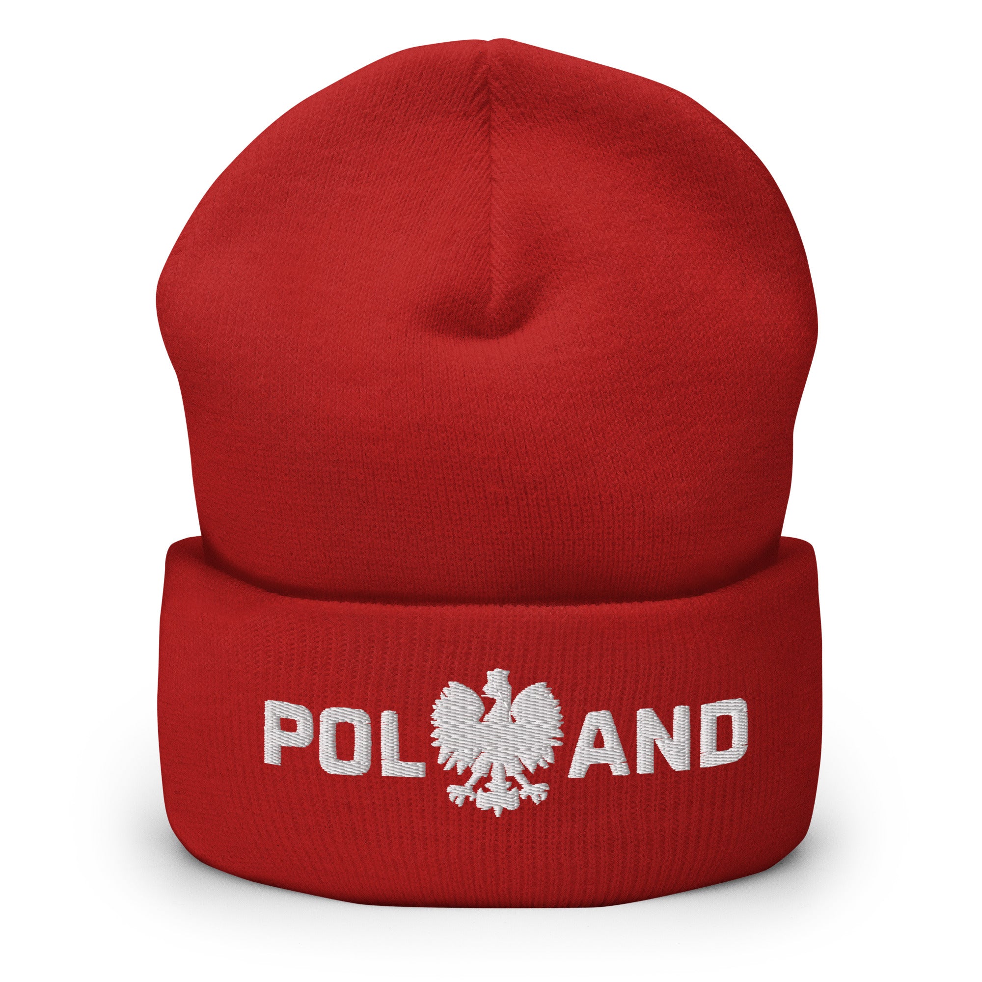 Poland With Polish Eagle Cuffed Beanie  Polish Shirt Store Red  