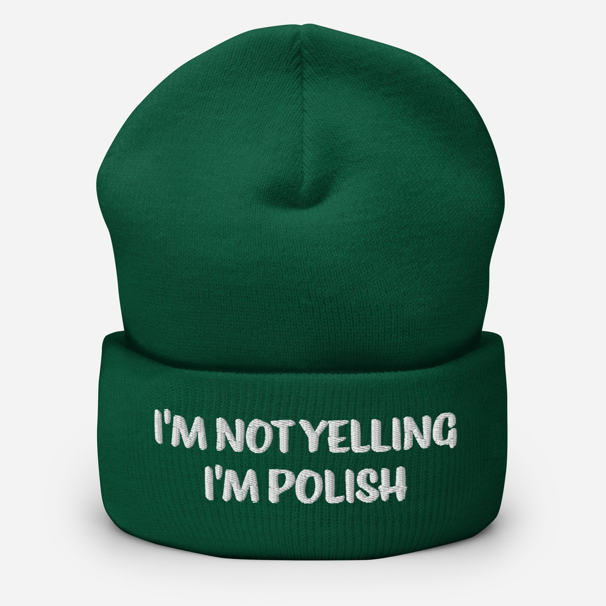 I'm Not Yelling I'm Polish Cuffed Beanie  Polish Shirt Store Spruce  
