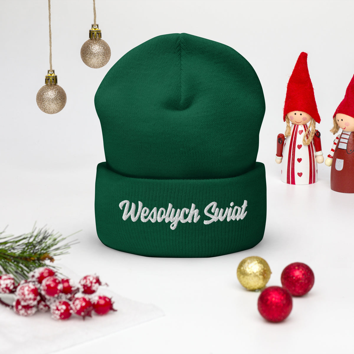 Wesolych Swiat Cuffed Beanie  Polish Shirt Store Spruce  