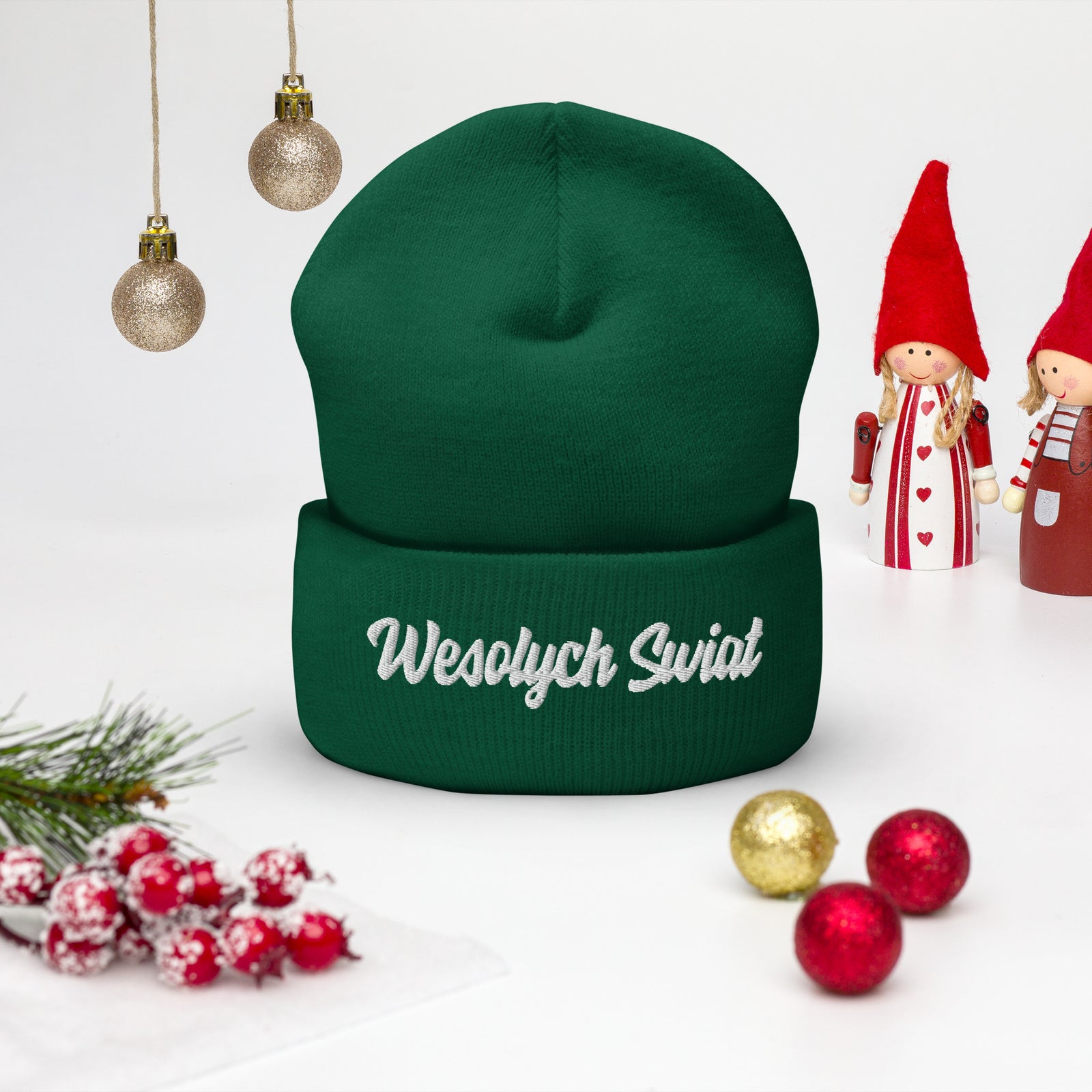 Wesolych Swiat Cuffed Beanie  Polish Shirt Store Spruce  