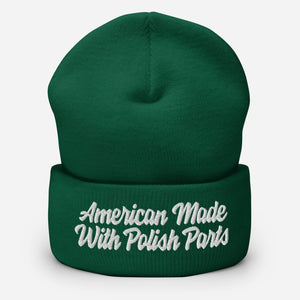 American Made With Polish Parts Cuffed Beanie - Spruce - Polish Shirt Store