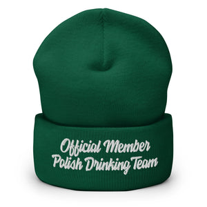 Official Member Polish Drinking Team Cuffed Beanie - Spruce - Polish Shirt Store