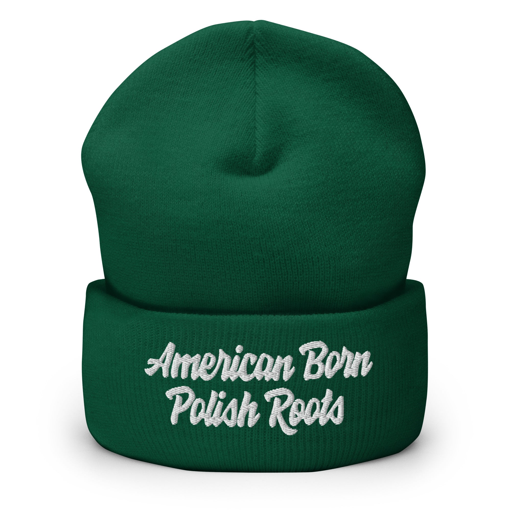 American Born Polish Roots Cuffed Beanie  Polish Shirt Store Spruce  