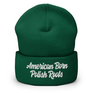 American Born Polish Roots Cuffed Beanie - Spruce - Polish Shirt Store