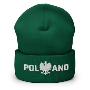 Poland With Polish Eagle Cuffed Beanie - Spruce - Polish Shirt Store