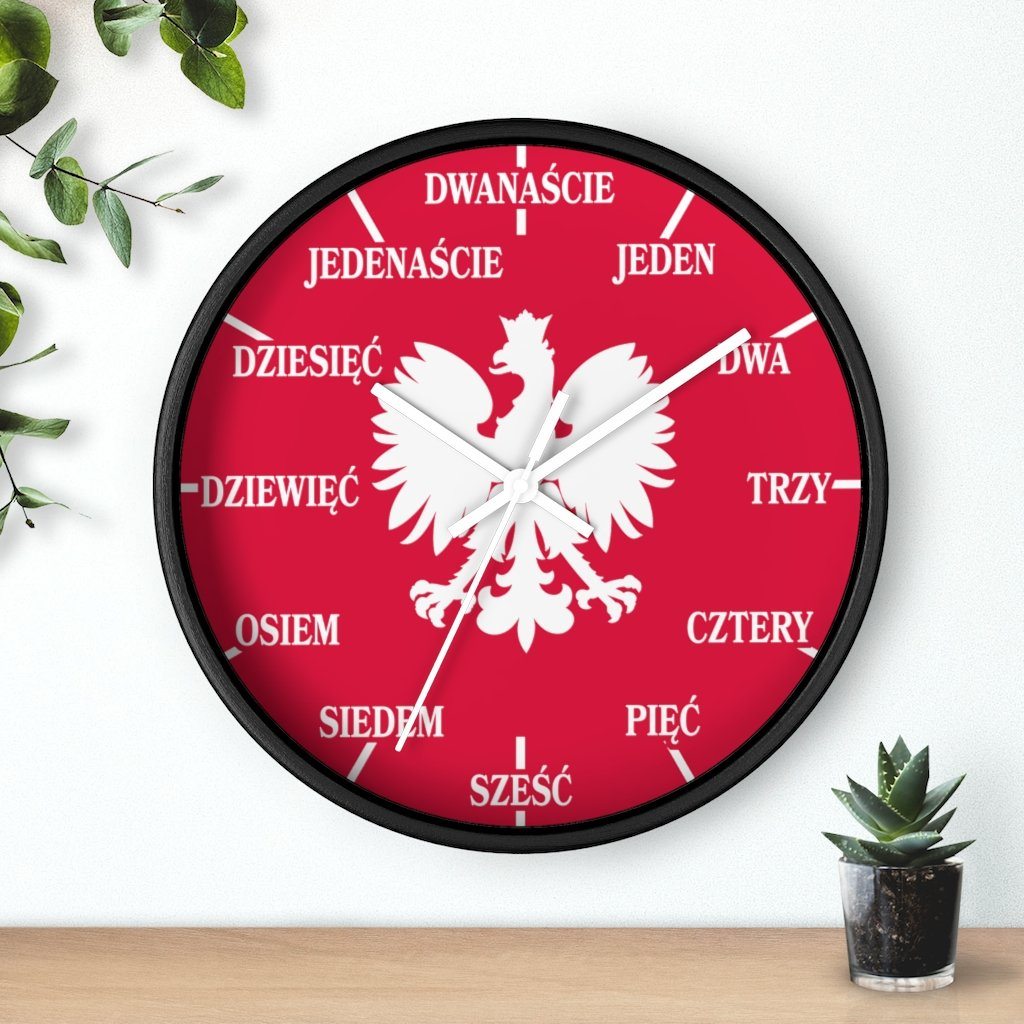 Polish Numbers Indoor Wall Clock Home Decor Printify   