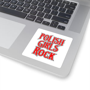 Polish Girls Rock Square Sticker - 3x3" / White - Polish Shirt Store