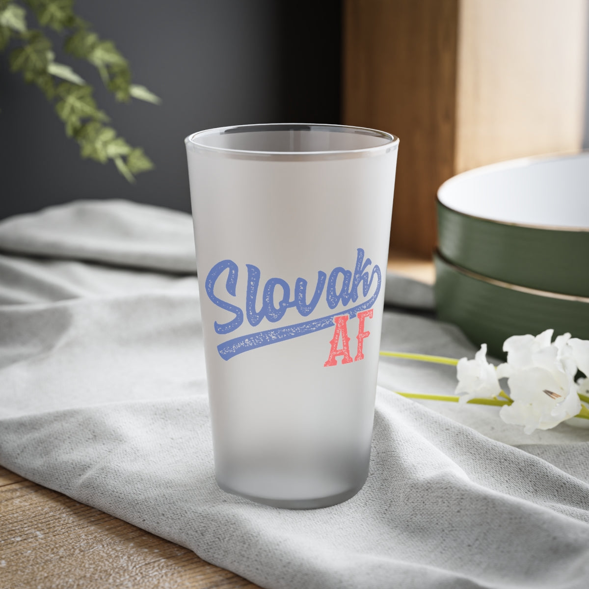 Slovak AF Frosted Pint Glass, 16oz Mug Printify 16oz Frosted 