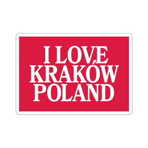 I Love Krakow Poland Sticker - 2x2" / White - Polish Shirt Store