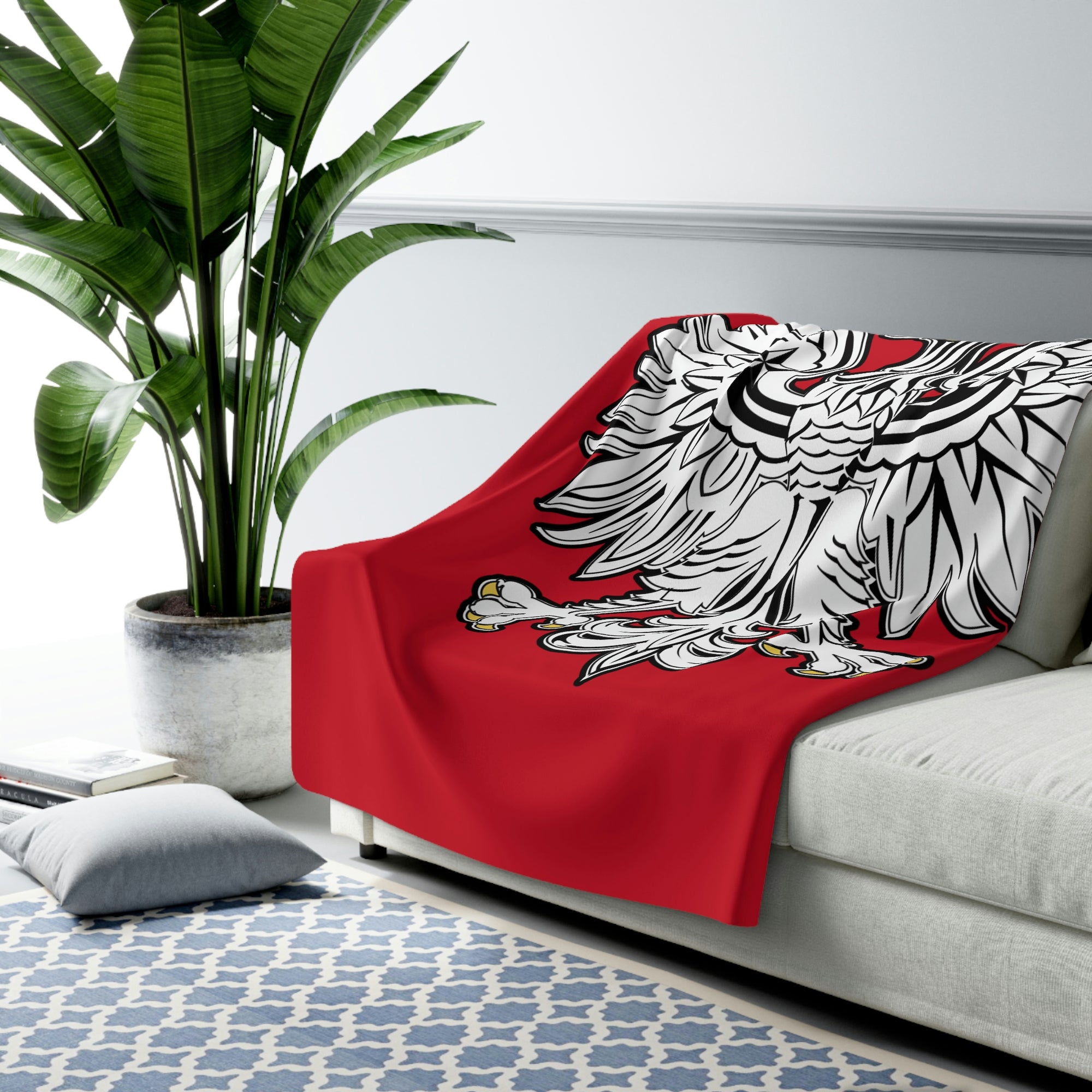 Polish Eagle Sherpa Fleece Blanket Home Decor Printify   