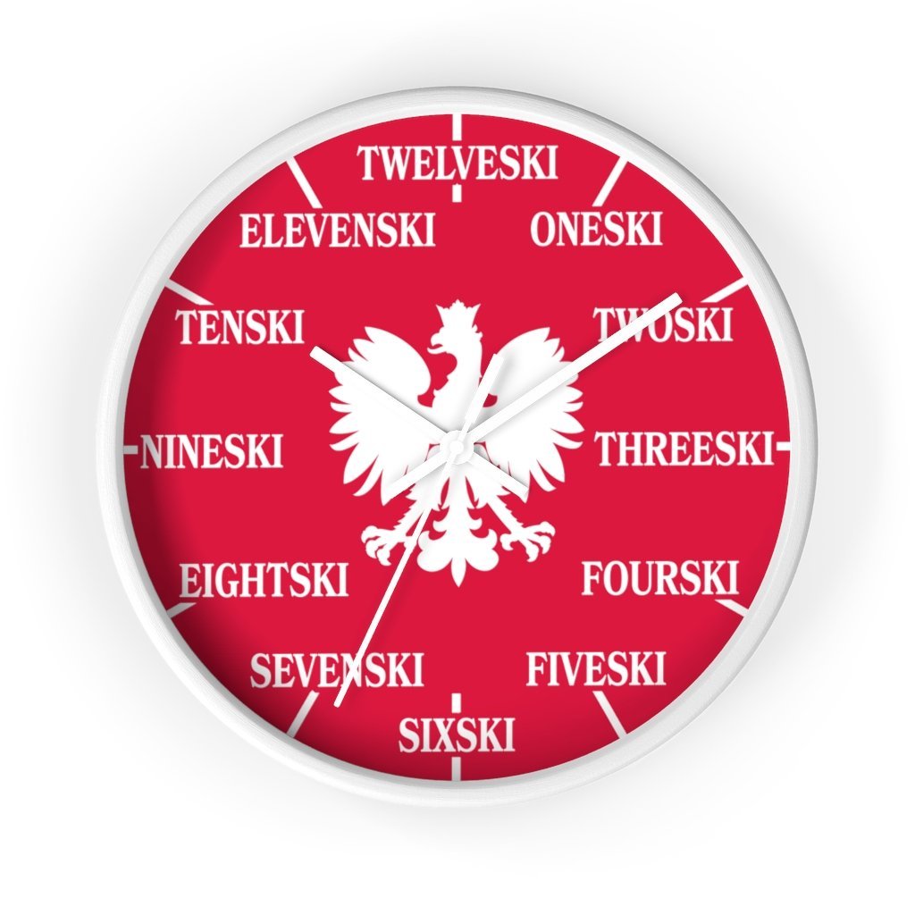 Polish Surname Ski Funny Indoor Wall Clock Home Decor Printify 10 in White White