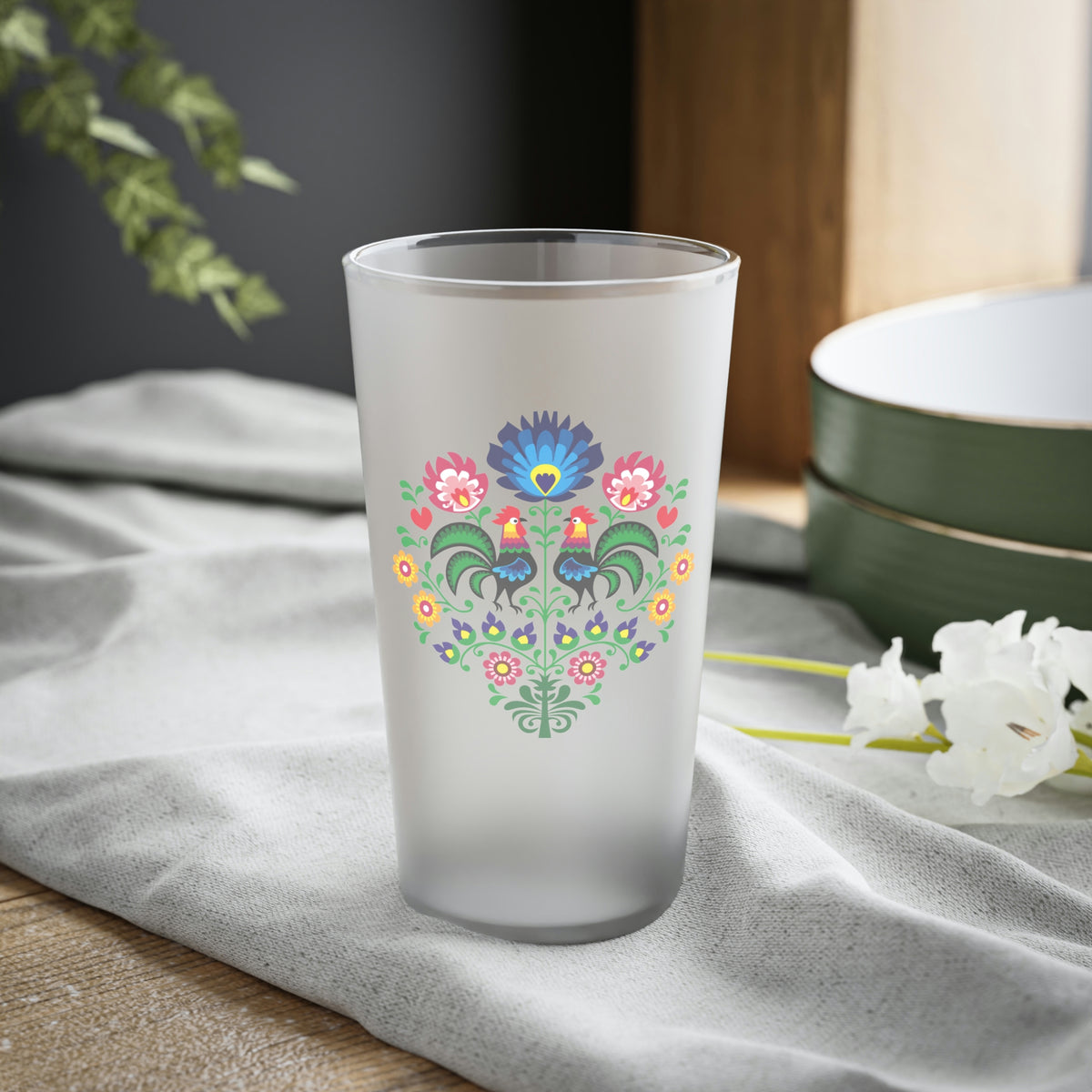 Polish Rooster Frosted Pint Glass Mug Printify 16oz Frosted 