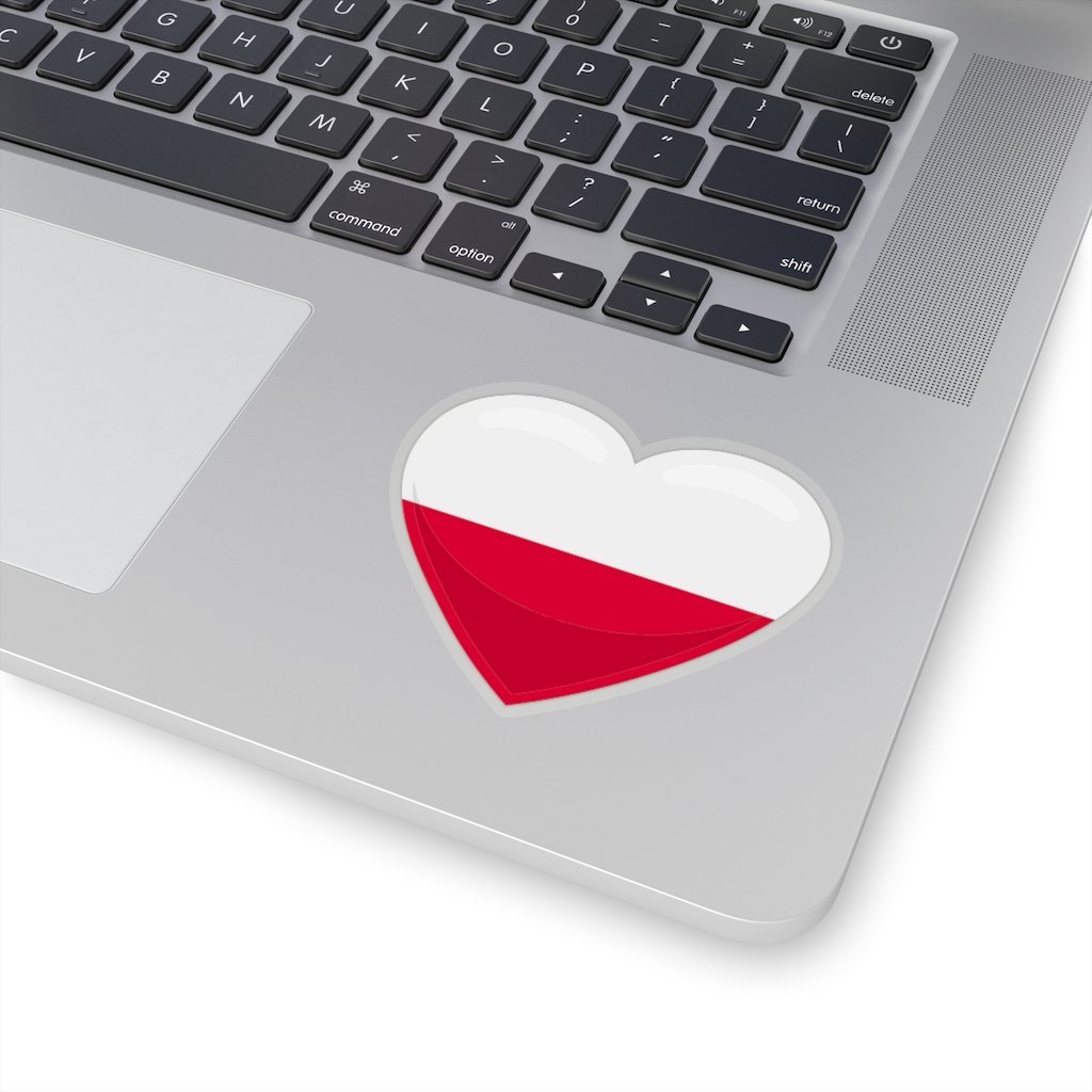Polish Flag Heart Shaped Kiss-Cut Sticker Paper products Printify 3x3&quot; Transparent 