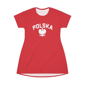 Polska Polish Eagle All Over Print T-Shirt Dress -  - Polish Shirt Store