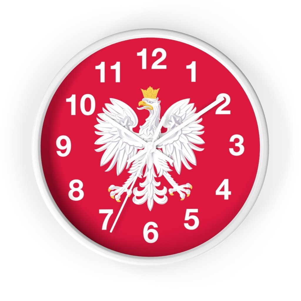 Polish Eagle Wall Clock Home Decor Printify 10 in White White