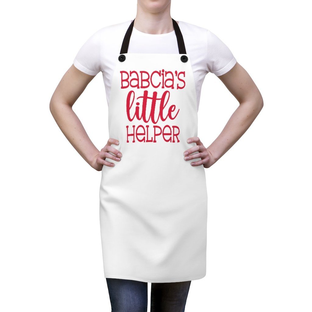 Babcia's Little Helper Poly Twill Apron Accessories Printify   