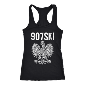 Alaska - 907 Area Code - Polish Pride - Next Level Racerback Tank / Black / XS - Polish Shirt Store