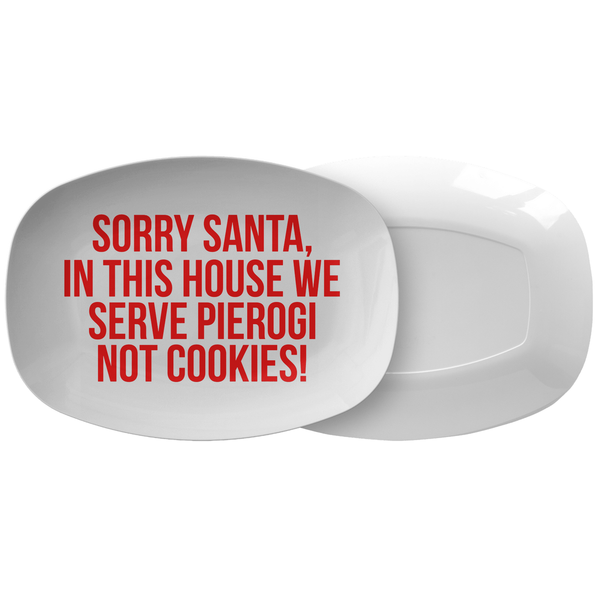 We Serve Pierogi Santa Christmas Serving Platter Kitchenware teelaunch   