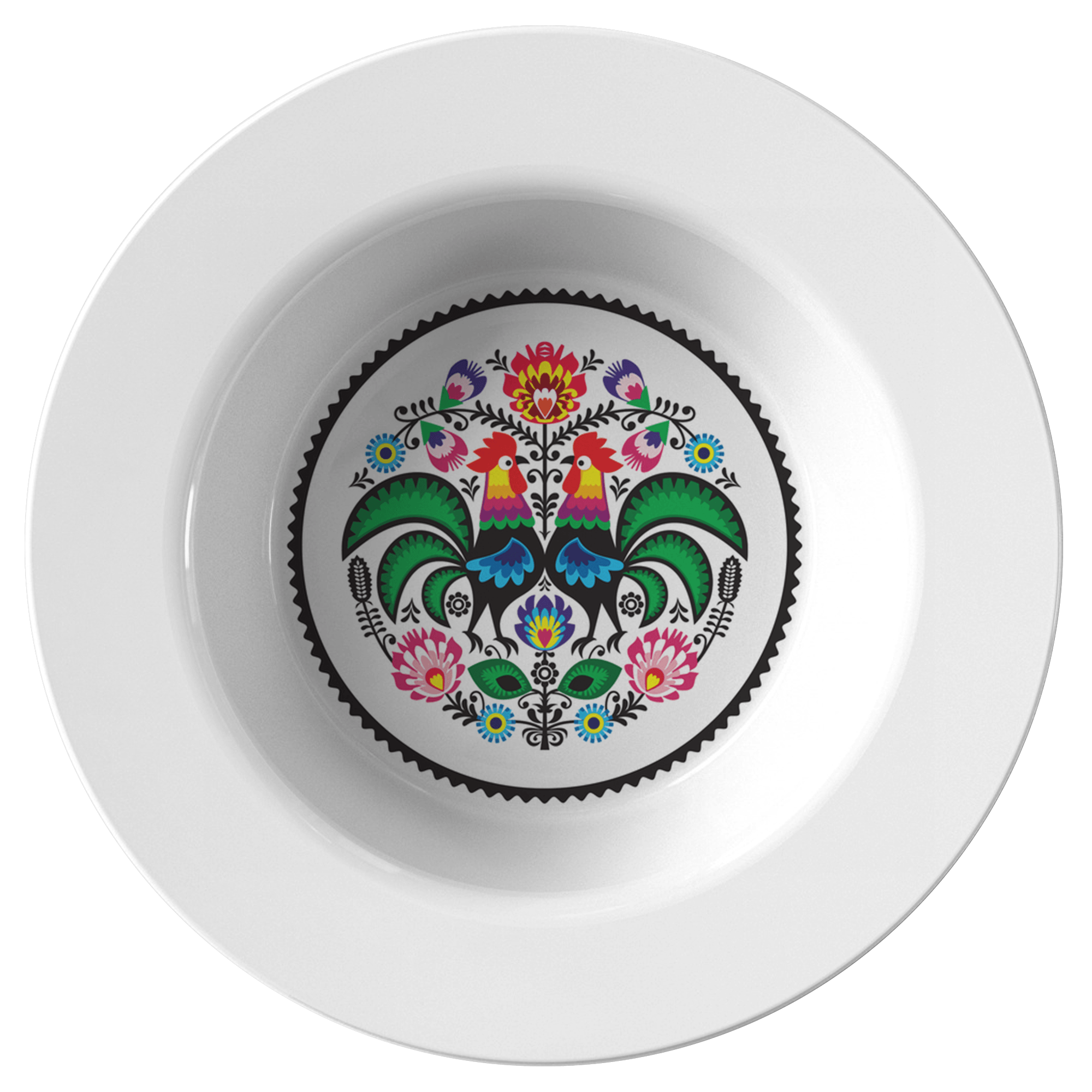 Polish Wycinanki Rooster Design Bowl Dinnerware teelaunch Single Bowl  