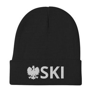 SKI Polish Last Name Cuffed Beanie - Black - Polish Shirt Store