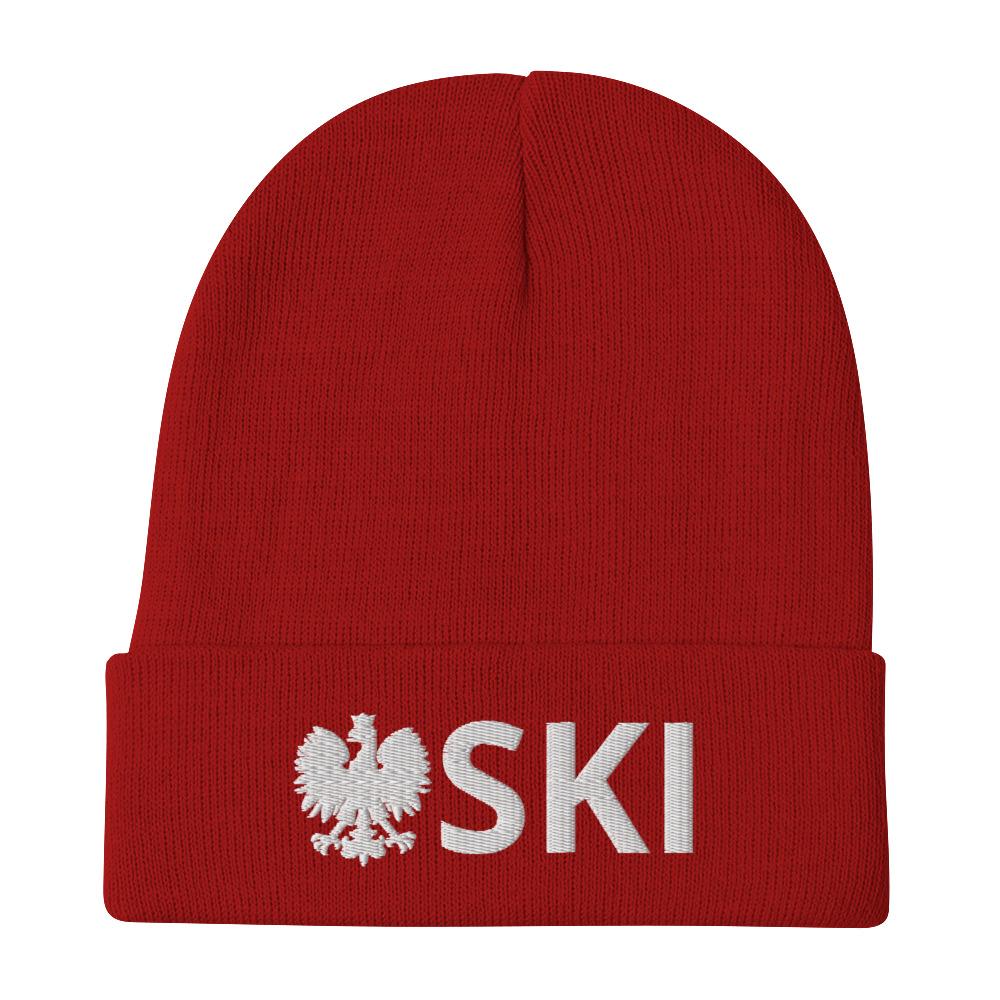 SKI Polish Last Name Cuffed Beanie  Polish Shirt Store Red  