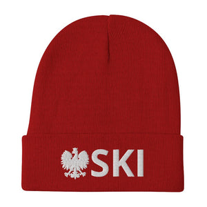 SKI Polish Last Name Cuffed Beanie - Red - Polish Shirt Store