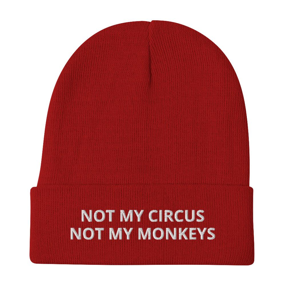 Not My Circus Not My Monkey Cuffed Beanie  Polish Shirt Store Red  