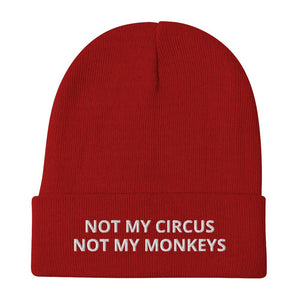 Not My Circus Not My Monkey Cuffed Beanie - Red - Polish Shirt Store