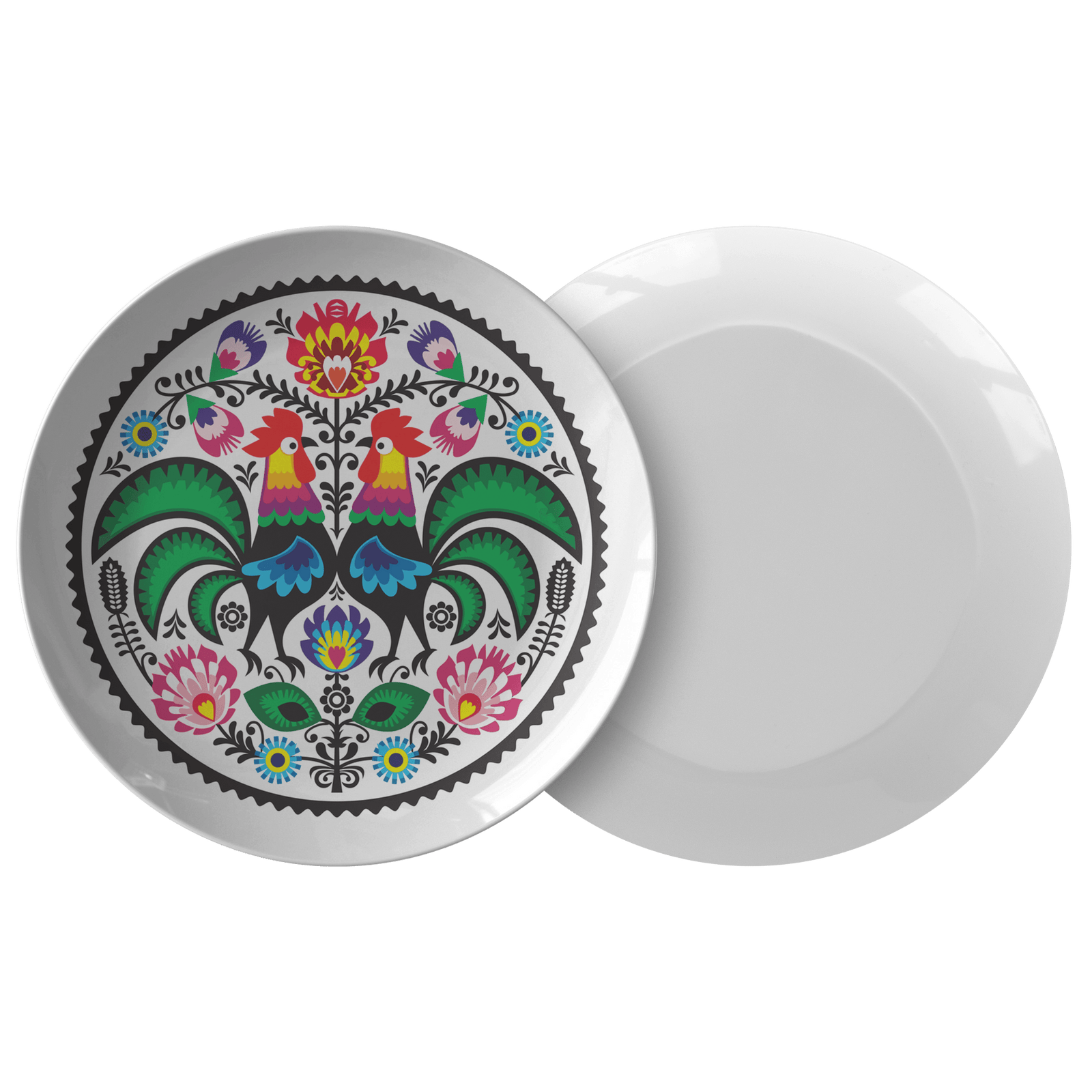 Polish Wycinanki Rooster Design Dinner Plate Dinnerware teelaunch   