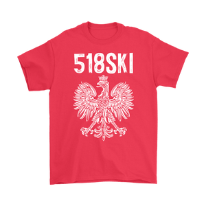 Albany New York - 518 Area Code - Polish Pride - Gildan Mens T-Shirt / Red / S - Polish Shirt Store
