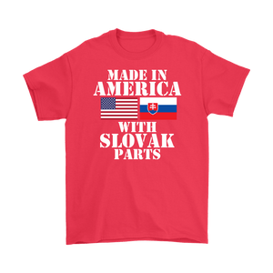 Made In America With Slovak Parts T-Shirt - Gildan Mens T-Shirt / Red / S - Polish Shirt Store
