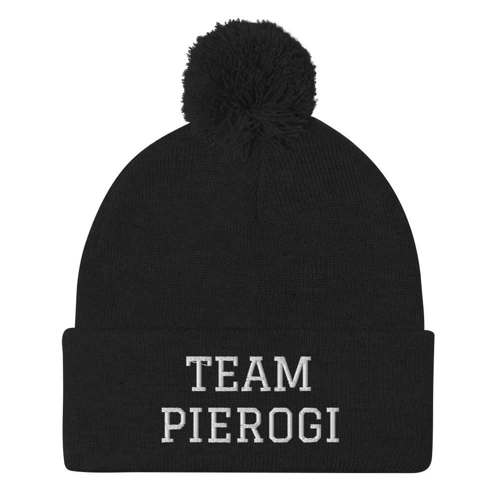 Team Pierogi Pom-Pom Beanie  Polish Shirt Store Black  
